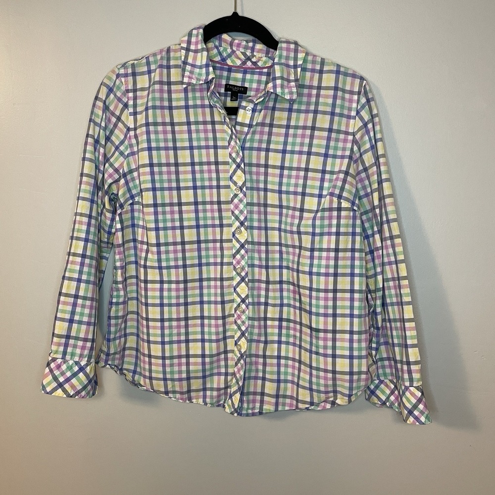 Talbots‎ Shirt Womens Lp Petite Pastel Long Sleeve Button Up 100% Cotton